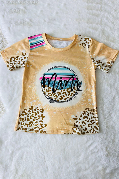 DLH2724 Cream Mini prints leopard short sleeve girls t-shirt