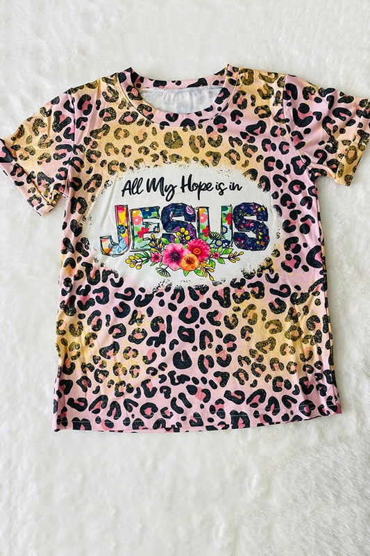 "All my hope is in JESUS" floral & animal print short sleeve t-shirt DLH1108-13