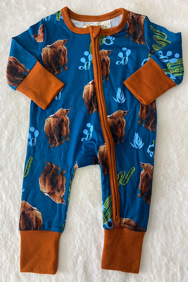 XCH05004 Unisex bull prints western baby romper infant onesie