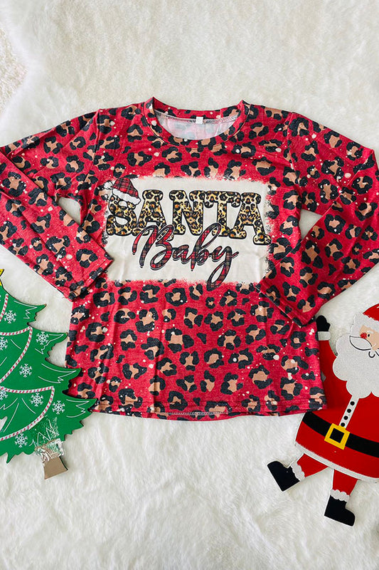 DLH2574 "Santa Baby" print long sleeve girls t-shirt