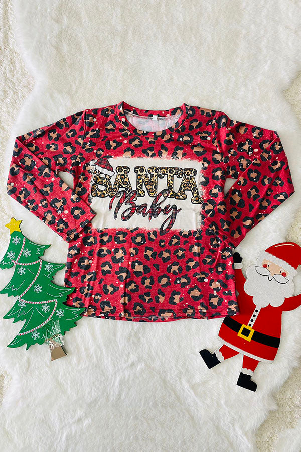 DLH2574 "Santa Baby" print long sleeve girls t-shirt