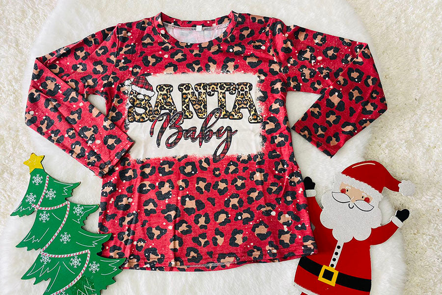 DLH2574 "Santa Baby" print long sleeve girls t-shirt