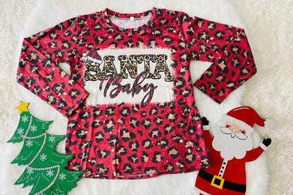 DLH2574 "Santa Baby" print long sleeve girls t-shirt