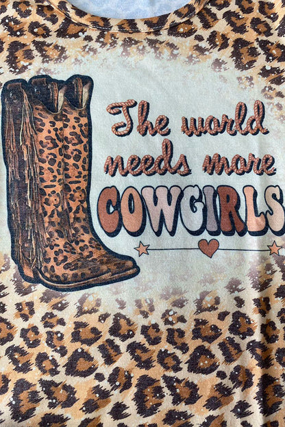 ''The World Needs More Cowgirls'' animal print t-shirt DLH1212-20