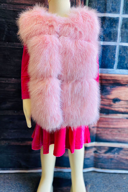 240611M Pink sleeveless faux fur girls vest wholesale