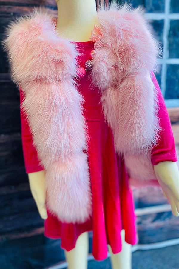 240611M Pink sleeveless faux fur girls vest wholesale