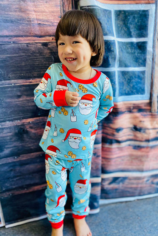 XCH04001 Unisex Christmas Santa prints 2pc kids pajamas sets