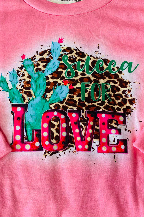 LOVE western top & leopard bell bottom 2pc girls sets XCH0015-8H