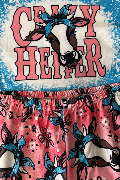 Western CRAY HEIFER girls top & bell bottoms girls boutique set 1101WY