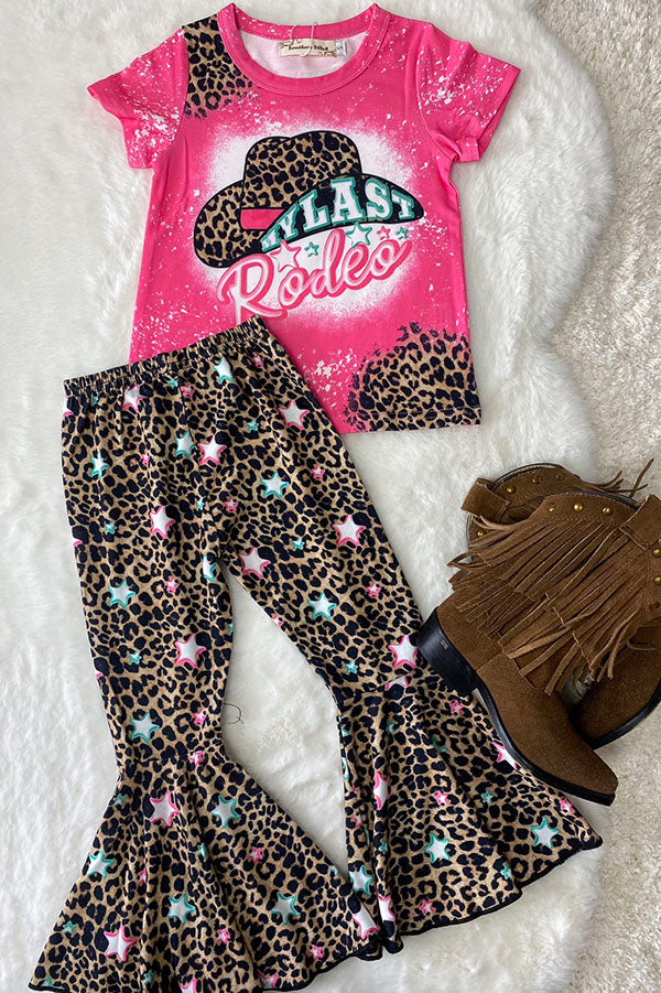 "MY LAST REDEO" top & leopard pant 2pc western girls sets XCH0018-17