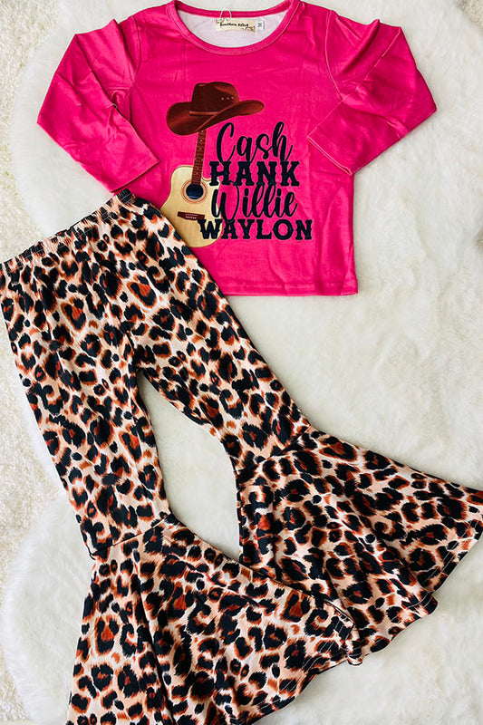 "CASH HANK/WILLIE WAYLON" hot pink 2pc set XCH0013-18H