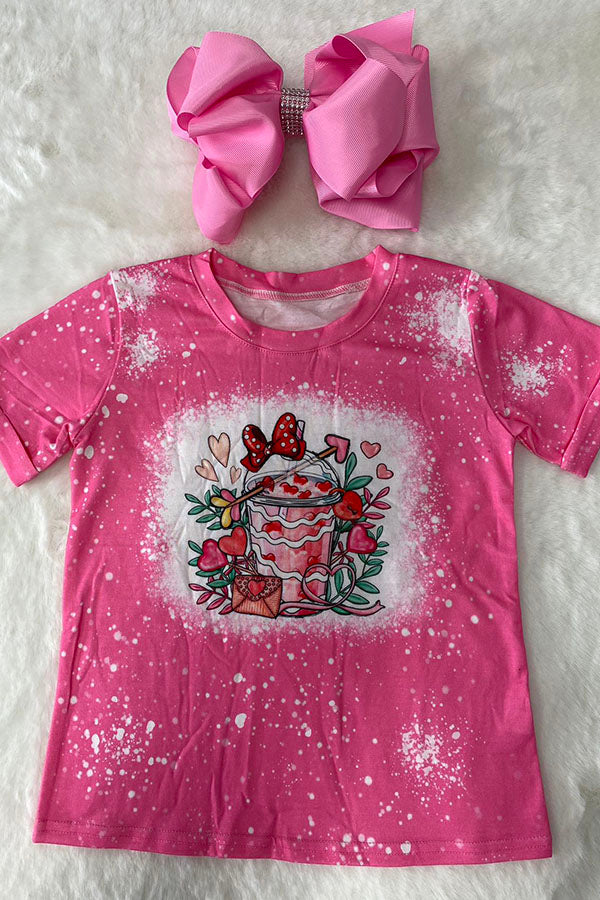 Heart & bow print valentine short sleeve t-shirt DLH2587