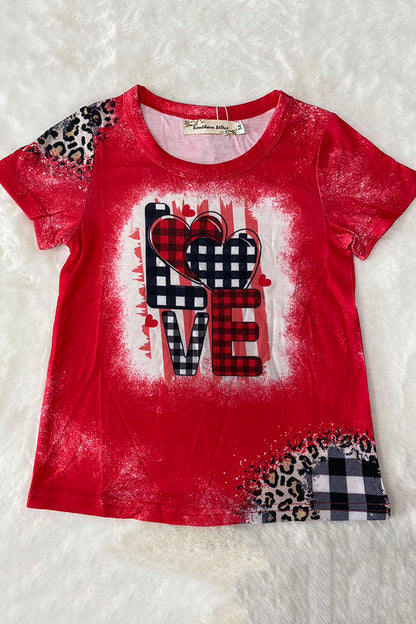 Mom and me plaid & leopard printed LOVE girls t-shirt XCH0011-8