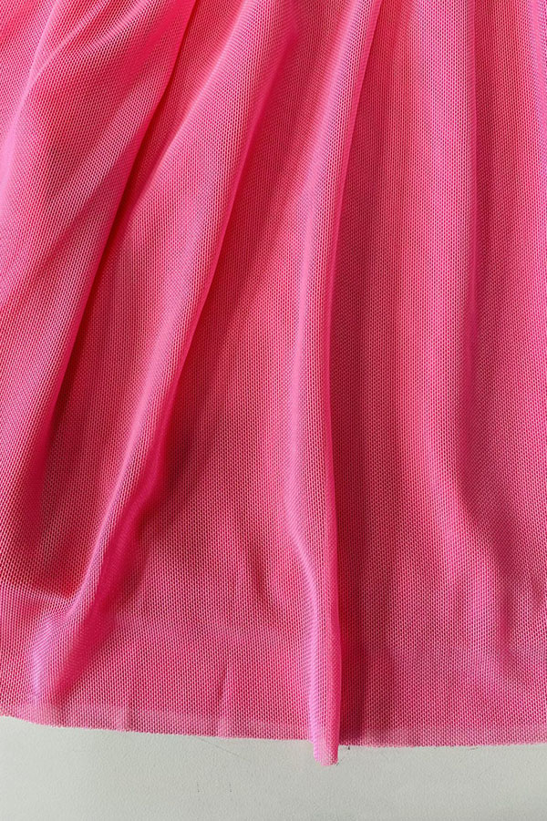 XCH0017-16H Girls hearts printed pink tulle long sleeve dress