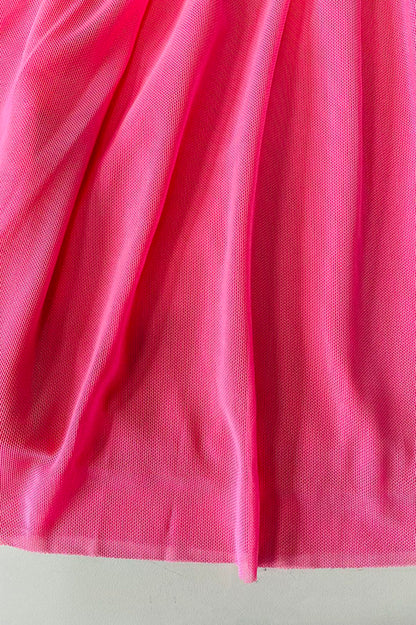 XCH0017-16H Girls hearts printed pink tulle long sleeve dress