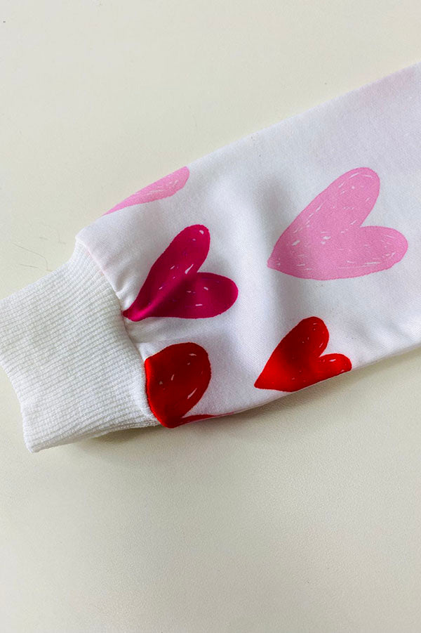 DLH2580 Red & Pink hearts print long sleeve girls dress