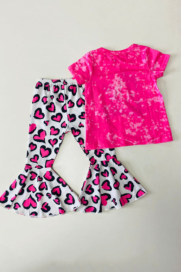 "Follow Your Heart" Print Tie dye 2pcs kids clothing set XCH0015-26H