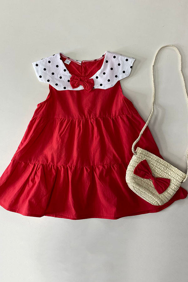 241126M White dot red baby doll todder girls dress w/bag