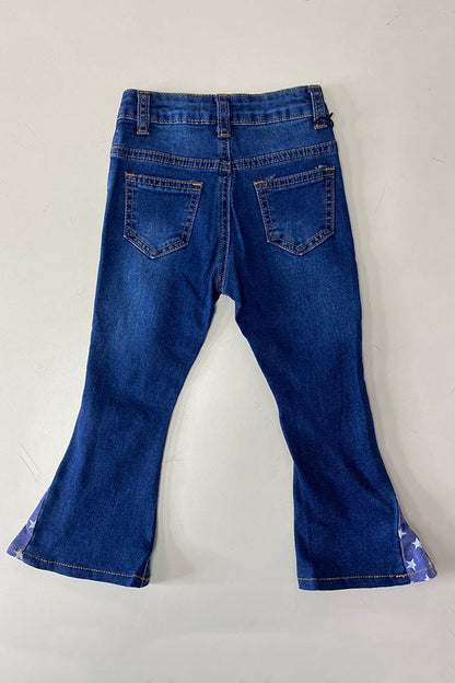 Dark blue distressed denim bell bottoms w/stars SP-C001