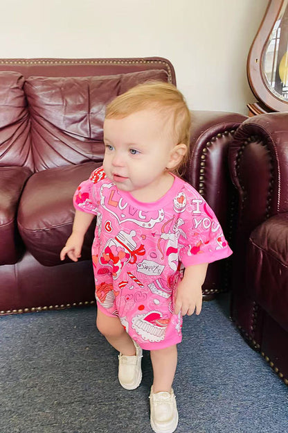 Valenine's oversize LOVE & sweet baby girls onesies XCH05011