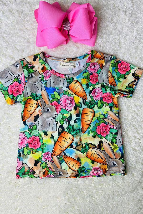 XCH0660-6 Bunny, Carrots, And Roses Easter t-shirt