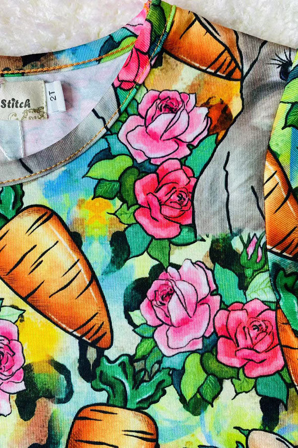 XCH0660-6 Bunny, Carrots, And Roses Easter t-shirt