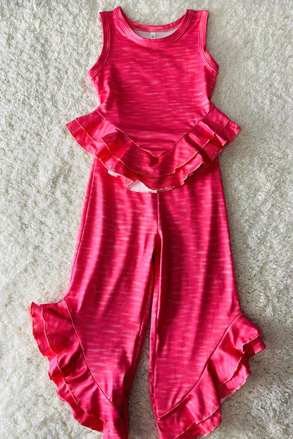 DLH2859 Pink sleeveless top & wide leg 2pc girls sets