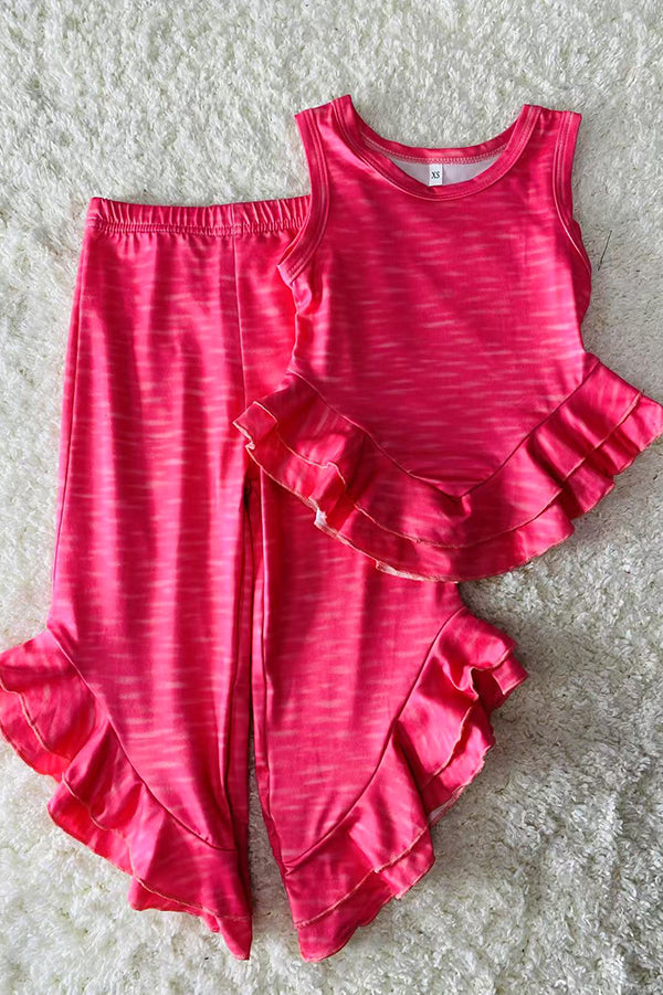 DLH2859 Pink sleeveless top & wide leg 2pc girls sets