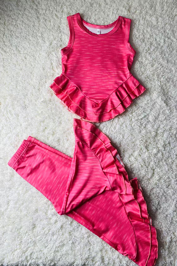 DLH2859 Pink sleeveless top & wide leg 2pc girls sets