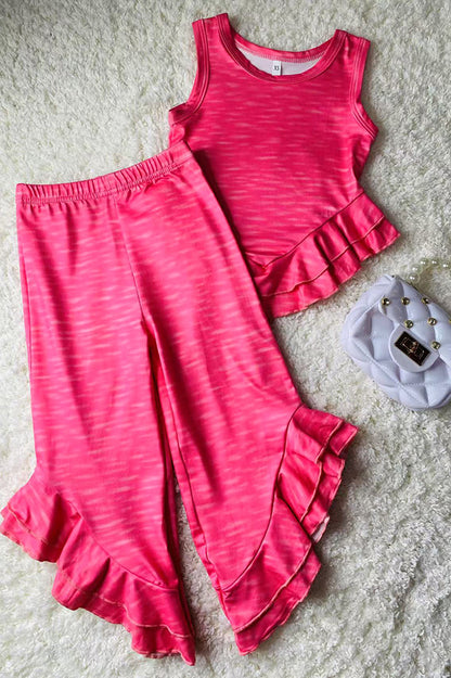 DLH2859 Pink sleeveless top & wide leg 2pc girls sets