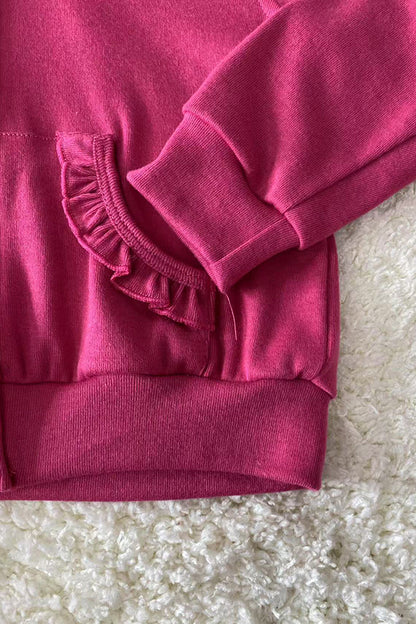DLH2852 Hot pink knit hoodie top & pant 2pc girls outfit sets