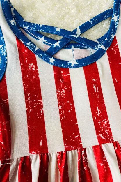 4th July USA FLAG Printed girl swirl dress w/pockets XCH0888-11H
