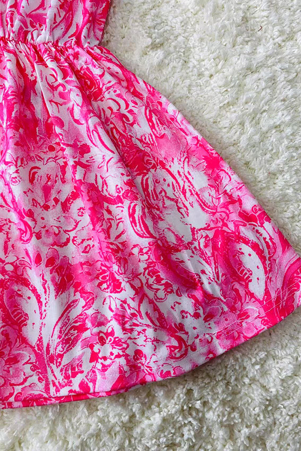 Spring floral printed sleeveless girls dress with/criss cross XCH03011