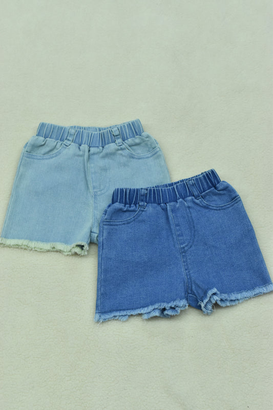 Shop blue denim fabric summer girls shorts wholesale X09002