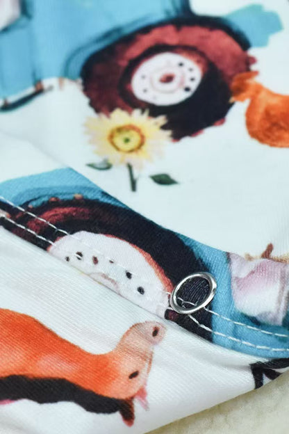 Western unisex animals & tractor printed short sleeve baby jumpsuit X05022