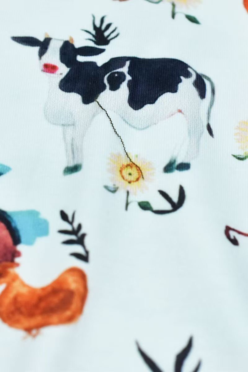 Western unisex animals & tractor printed short sleeve baby jumpsuit X05022