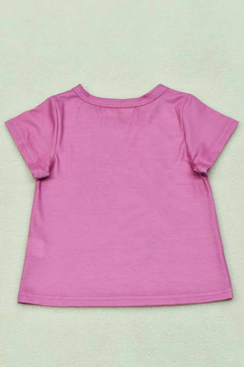 Shop animal ABC printed pink short sleeve girls top X01012