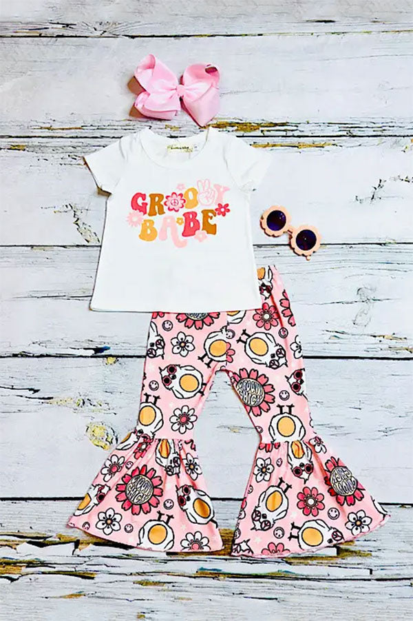 XCH0777-32H "GROOVY BABE" chicks 2ps short sleeve girls set