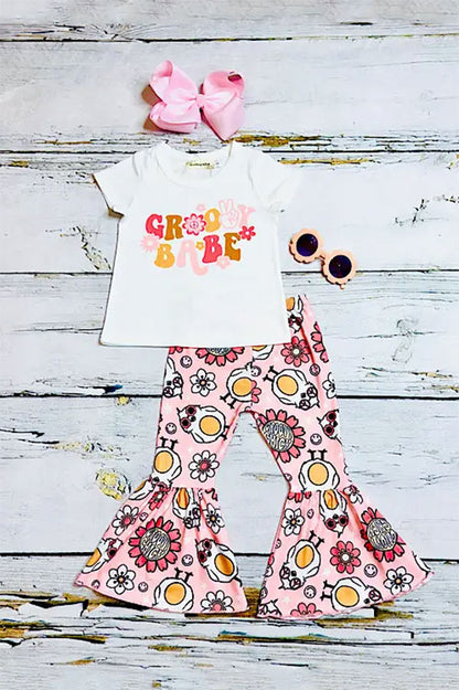 XCH0777-32H "GROOVY BABE" chicks 2ps short sleeve girls set