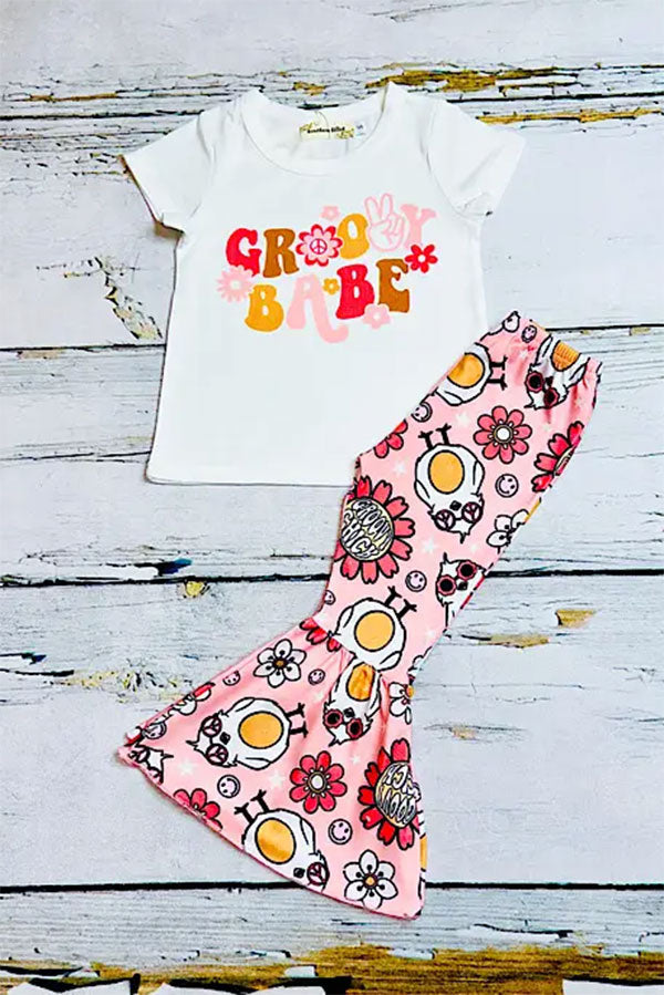 XCH0777-32H "GROOVY BABE" chicks 2ps short sleeve girls set