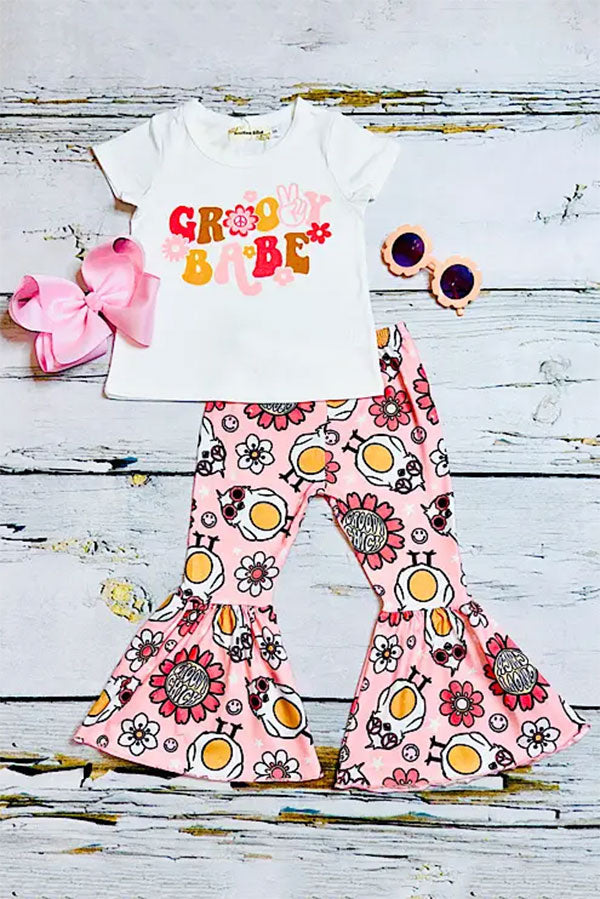 XCH0777-32H "GROOVY BABE" chicks 2ps short sleeve girls set