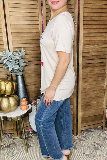 "Hey Good Lookin" printed simple short sleeve women t-shirt HX5115