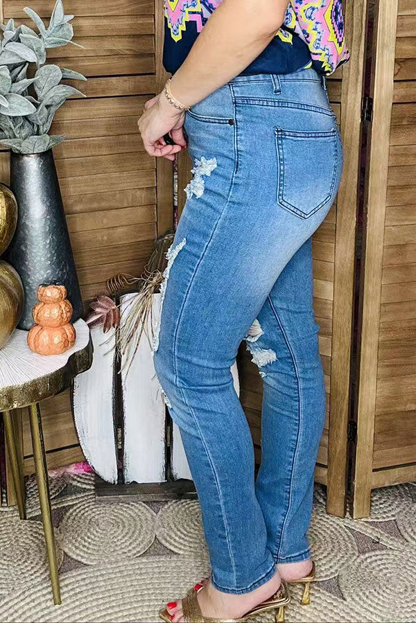 Women Slim Fit Stretchy Casual Denim Pants Distressed Jeans SP-J1521