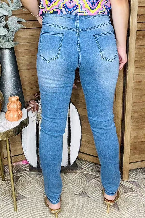 Women Slim Fit Stretchy Casual Denim Pants Distressed Jeans SP-J1521