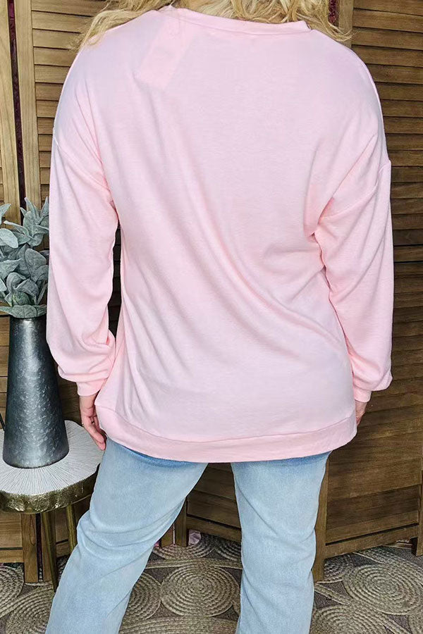 Western Halloween Sequin Pumpkin pink women's boutique top BQ16013