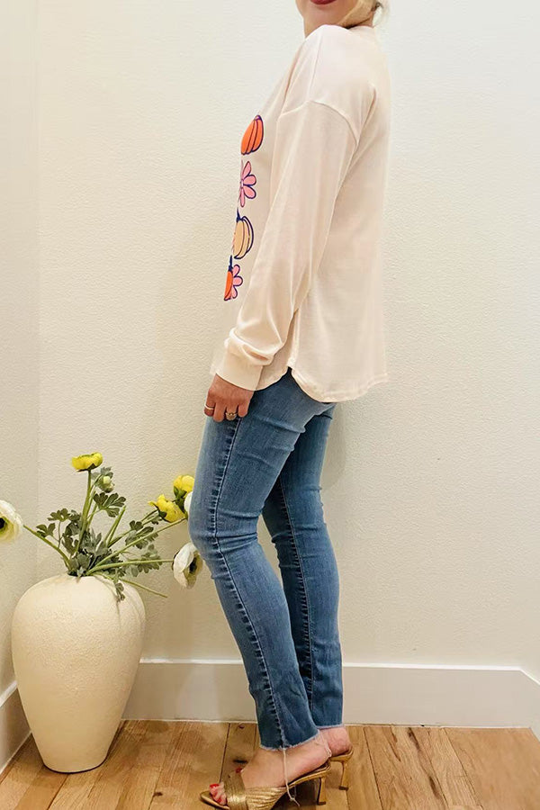 Western Halloween pumpkin & flower women's boutique blouse BQ16056