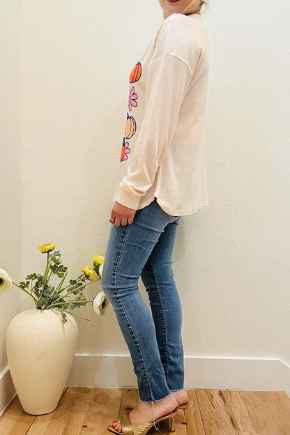 Western Halloween pumpkin & flower women's boutique blouse BQ16056