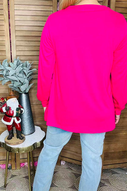 Green sequin christmas tree embroidery long sleeve women blouse BQ15813