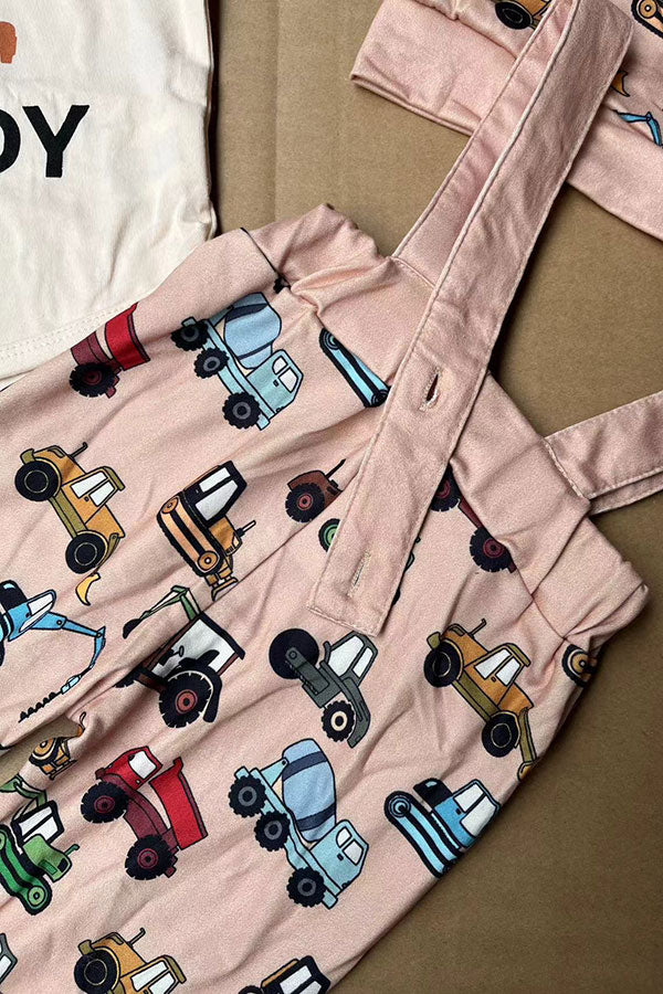 FUTURE TOWING BUDDY white romper & pant & hat 3pcs baby boy sets 250920M