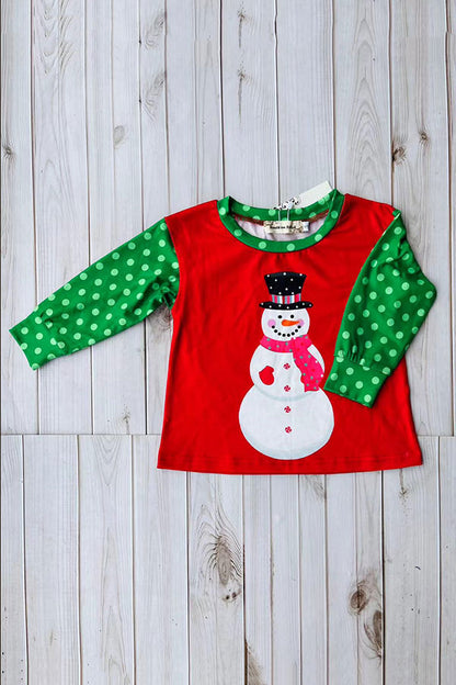 Mom and me Christmas snowman printed long sleeve girls top XCH01016